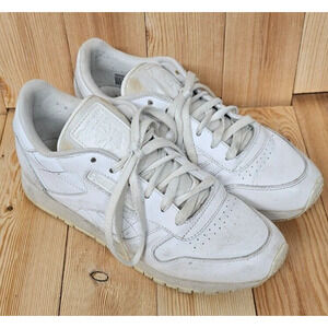 Reebok Classic Leather Shoes Womens 8.5 White Athletic Streetwear Grunge Comfort